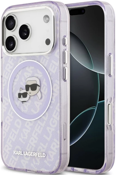 Etui Karl Lagerfeld IML Glitter Karl & Choupette Heads MagSafe do Apple iPhone 17 Pro Max Purple-Transparent (3666339498924)