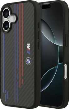Etui plecki BMW M Kevlar Lines & Logo MagSafe do Apple iPhone 17 Black (BMHMP17S25CFSTSK)