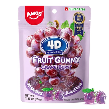 Жевательные конфеты Amos 4D Fruit Gummy Grape Burst 65 г