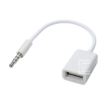 AUX переходник для автомобильных магнитол Ewell 4pin Jack 3.5 на USB, белый (EW796)