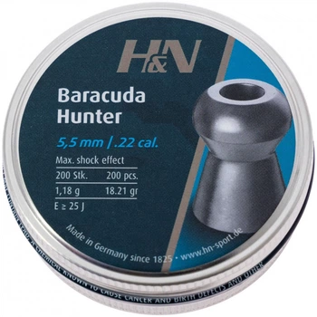 Пульки H&N Baracuda Hunter, 5,5 мм ,1.18г, 200шт/уп (92175500003) (279899)