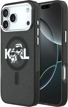 Etui Karl Lagerfeld IML Glitter Karl & Choupette Sketch MagSafe do Apple iPhone 17 Pro Max Black (3666339504502)