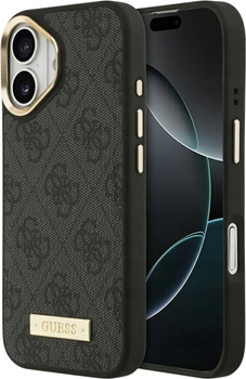 Etui plecki Guess 4G Logo Plate MagSafe do iPhone 17 Black (3666339489724)