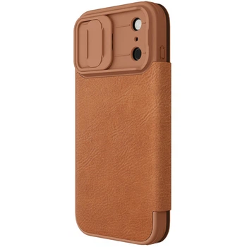 Шкіряний чохол-книжка Nillkin Qin Pro Camshield для Apple iPhone 17 Pro (6.3") (Brown) (237844)