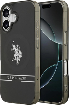 Панель U.S. Polo Assn DH and Bottom Stripe Logo MagSafe для Apple iPhone 17 Black (3666339543884)