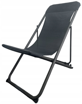 Садовий шезлонг Platinet PCSB028B розкладний стілець для тераси Чорний (5907595461382)