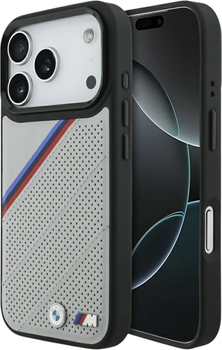 Etui plecki BMW M Quilted Logo MagSafe do Apple iPhone 17 Pro Gray (BMHMP17L25PCSPEG)