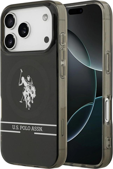 Панель U.S. Polo Assn DH and Bottom Stripe Logo MagSafe для Apple iPhone 17 Pro Max Black (3666339543914)