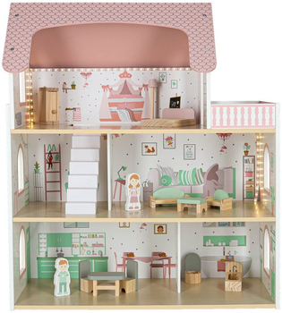 Drewniany domek dla lalek Kik Lulilo Peonio LED 70 cm Różowy (KX3053) (5903039767546)