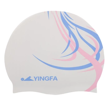 Шапочка для плавання силіконова для дорослих YINGFA C0091 (силікон, білий-синій)