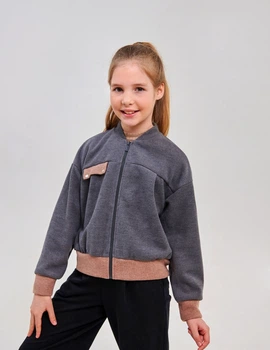 Бомбер для девочки SMIL 116640 Графитовый р.122