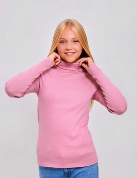Гольф-стойка с отворотом для девочки SMIL 114982 Холодный коралл р.164