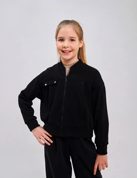 Бомбер для девочки SMIL 116640 Черный р.140