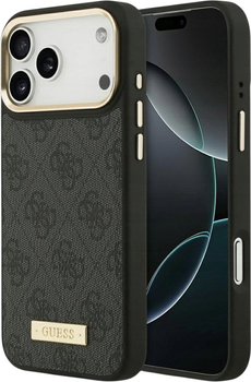 Etui plecki Guess 4G Logo Plate MagSafe do iPhone 17 Pro Max Black (3666339489755)