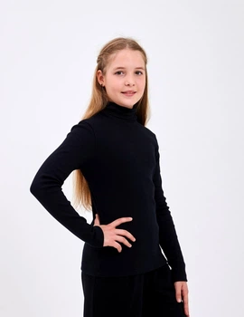 Гольф с отворотом для девочки SMIL 114021 Черный р.170