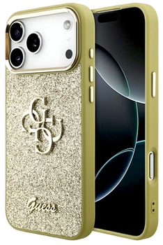 Панель Guess Fixed Glitter Big 4G MetalFrame для iPhone 17 Pro Max Gold