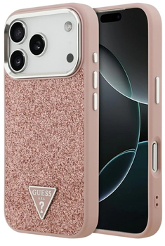 Панель Guess Glitter Triangle Logo MagSafe для iPhone 17 Pro Max Pink