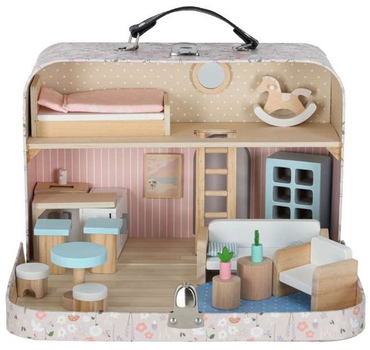 Будиночок для ляльок Kik у валізі аксесуари дерев'яні меблі (KX3054) (5903039767539)