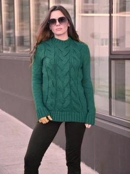 Fashions • Свитер с косами Дженна Fashions 44-52 зеленый (302-аш)
