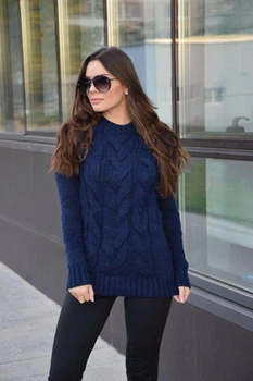 Fashions • Свитер с косами Дженна Fashions 44-52 синий (302-аш)