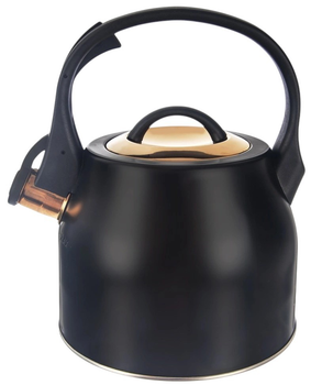 Czajnik Orion z gwizdkiem stalowy Czarno-złoty 3 l (8592381191573)