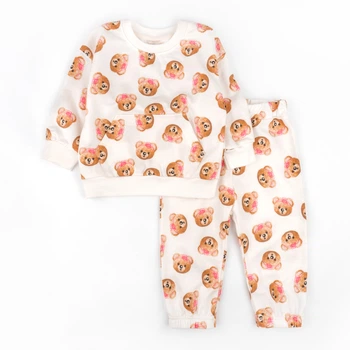 Костюм дитячий кофта з кишенею штани Dexter`s girl bears двонитка з начісом 92 см молочный