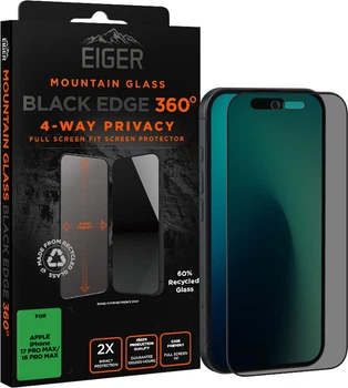 Szkło hybrydowe EIGER Mountain Black Privacy EDGE 360 Screen Protector GRS do Apple iPhone 17 Pro Max / 16 Pro Max (EGMSP00336)
