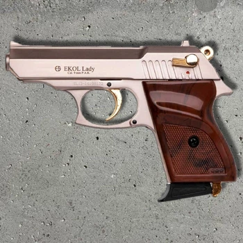 Стартовий пістолет Ekol Lady Satina Gold — 9 мм, 7 пострілів, стильний золотий корпус