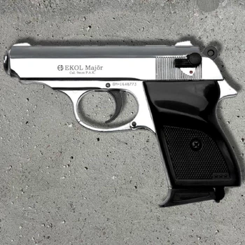 Стартовий пістолет Ekol Major Shiny Chrome — (Walther PPK), хромоване покриття, стильний дизайн