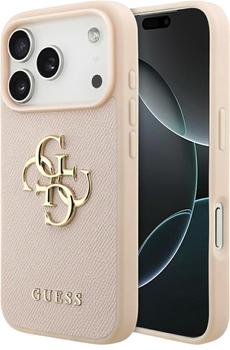 Панель Guess Grained Big 4G & Classic Logo для iPhone 17 Pro Max Pink