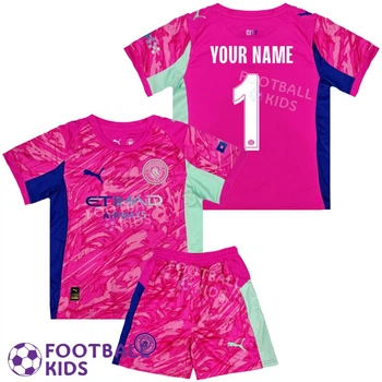 Футбольна форма дитяча з Власним прізвищем Манчестер Сіті 2025-2026 Goalkeeper Pink 135-145 см (set4458-131418-4)