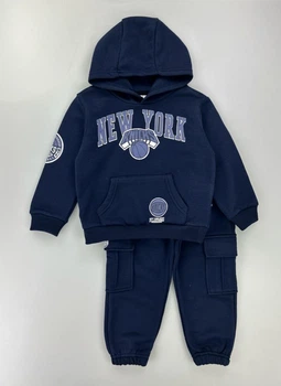 Дитячий теплий спортивний костюм (худі + штани) для хлопчика Zara 440222 92-98 см Синій