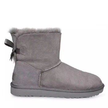 Жіночі уггі Міні з Бантом Замшеві Темно Сірі UGG Mini Bailey Bow Suede Dark Grey (40, сірий)
