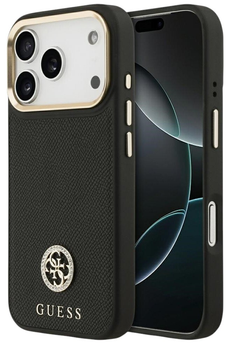 Etui Guess Grained Strass Logo MagSafe do iPhone 17 Pro Czarny