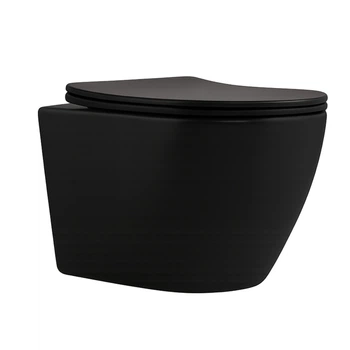 Унитаз подвесной Qtap Robin New Ultra Quiet безободочный с сиденьем Soft-close MATT BLACK QT13332381АSMB