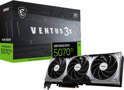 Відеокарта GeForce RTX 5070 Ti 16GB MSI Ventus 3X OC (RTX 5070 Ti 16G VENTUS 3X OC)