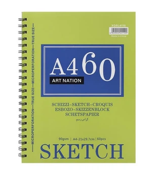 Скетчбук А4 60 аркушів 90 г/м2 Art Nation SketchPad на спіралі XQSL4110