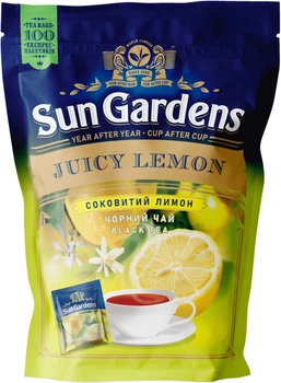 Чай чорний Sun Gardens Juicy Lemon 100 пакетиків по 1.7 г (4820082705190)