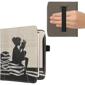 Обложка чехол с ремешком для руки kwmobile Bookstyle Handstrap для PocketBook 700 Era Girl and Books