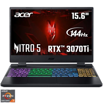 Ігровий ноутбук Acer Nitro 5 AN515- 46 AMD Ryzen™ 7 6800H до 4, 7 ГГц, 15, 6 дюйма, Full HD, IPS, 144 Гц, 16 ГБ DDR5, 512 ГБ SSD, NVIDIA® GeForce RTX™ 3070 Ti 8 ГБ GDDR6, Obsidian Black