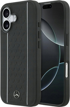 Панель Mercedes Leather Star Pattern Stripes MagSafe для iPhone 17 Black (3666339508319)