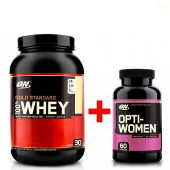 Комплект Optimum Nutrition 100% Whey Gold Standard 907 г Подвійний шоколад + Вітаміни Opti-Women 60 капс (771230)
