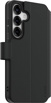 Etui z klapką CARE by PanzerGlass Wallet Case w. Kickstand do Samsung Galaxy S25 Black (CRRFEWLG38388)