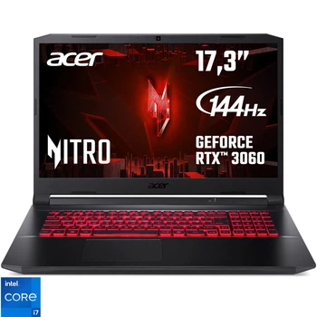 Ноутбук Ігровий Acer Nitro 5 AN517- 54 Intel® Core™ i7- 11800H pana la 4. 60 GHz, 17. 3 Full HD, IPS, 144Hz, 32GB, 512GB SSD, NVIDIA® GeForce RTX™ 3060 6GB, No OS, чорний
