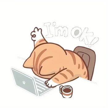 Виниловая наклейка «I’m OK Cat» — мультяшный кот для ноутбука, авто или стены