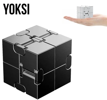 Бесконечный алюминиевый кубик-антистресс Magic Cube, металлическая головоломка для снятия стресса и релаксации Черный
