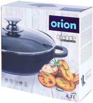 Сковорода Orion Grande гранітова з кришкою 28 см (8592381149284)
