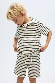 Шорты H&M 128783АВ белый черные полоски 110см