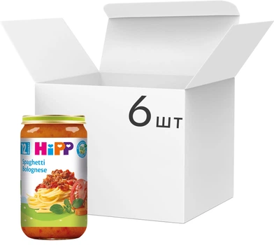 Упаковка пюре органического HiPP Паста Болоньезе для детей с 12 месяцев 250 г х 6 шт (4062300262522)