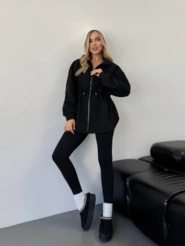 Жіноча тепла кофта на змійці з коміром-стійкою Uaclothes 48-52 Чорний (like35791-162121361)